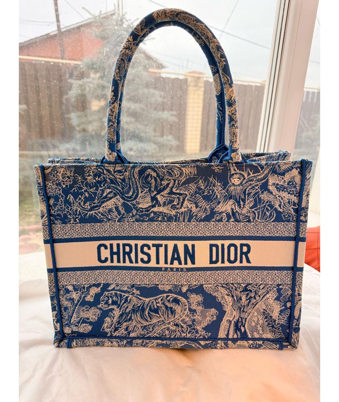 CHRISTIAN DIOR Синяя тканевая сумка тоут, фото 2