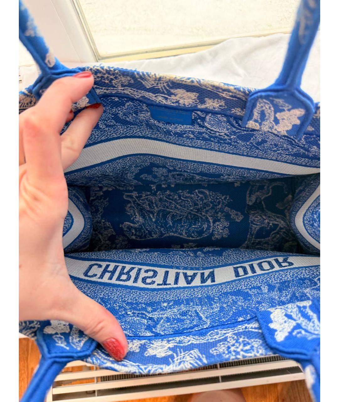 CHRISTIAN DIOR Синяя тканевая сумка тоут, фото 5