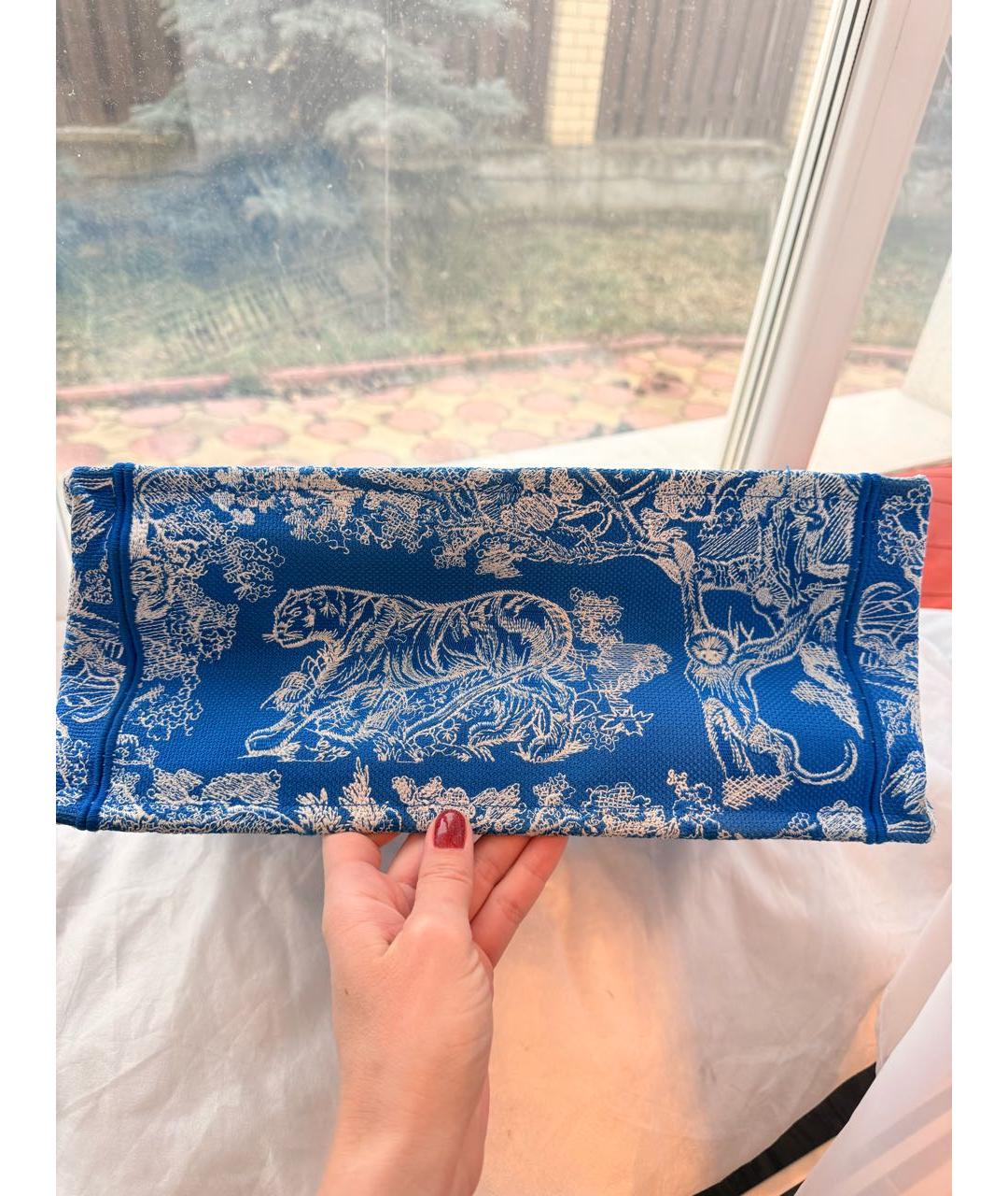 CHRISTIAN DIOR Синяя тканевая сумка тоут, фото 4