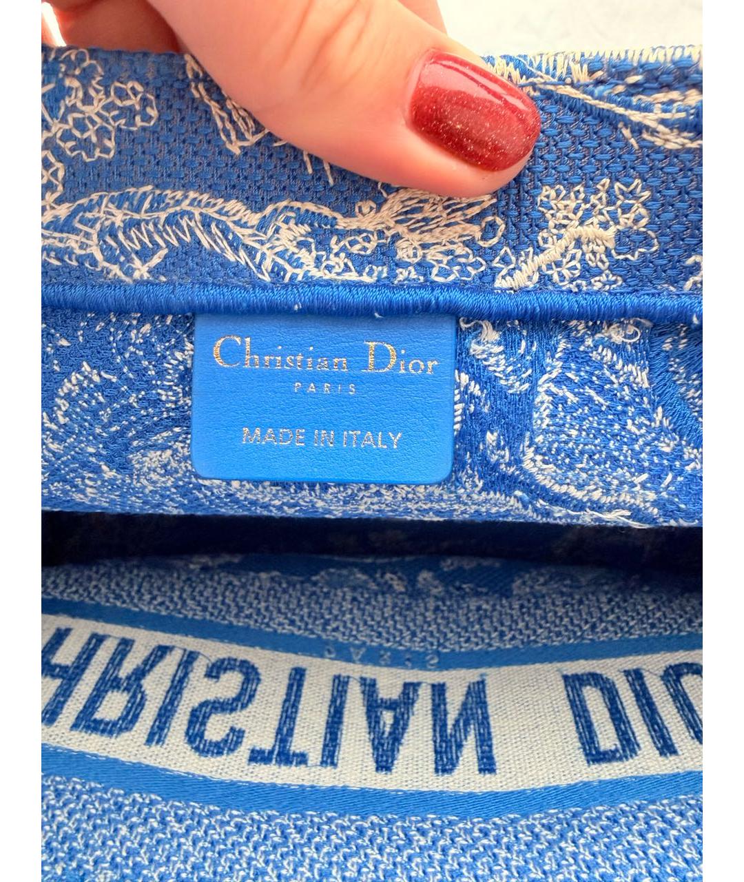 CHRISTIAN DIOR Синяя тканевая сумка тоут, фото 6