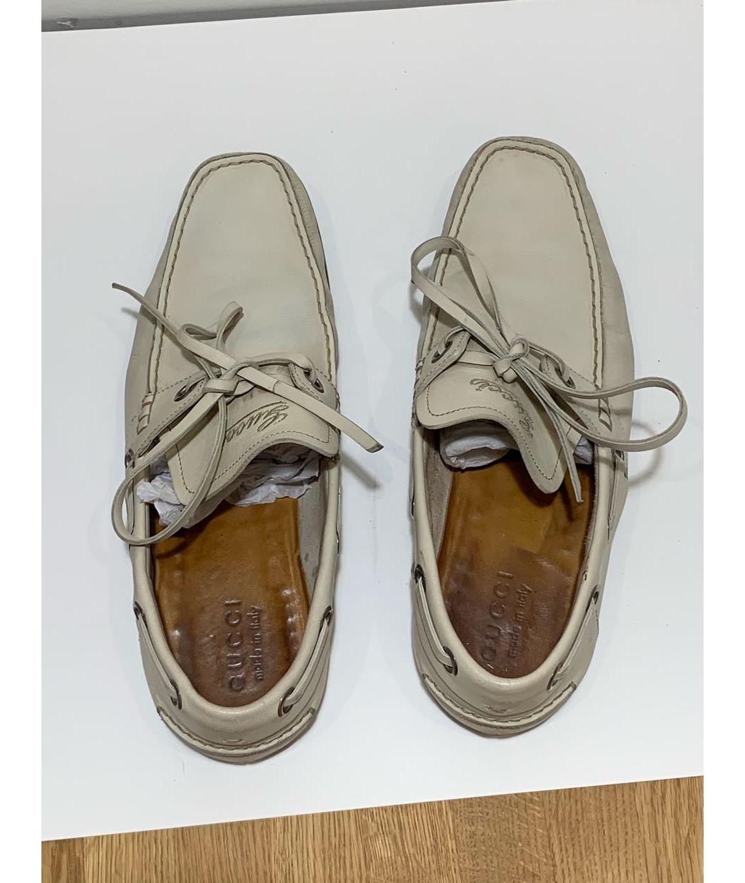 GUCCI Бежевые кожаные мокасины, фото 3