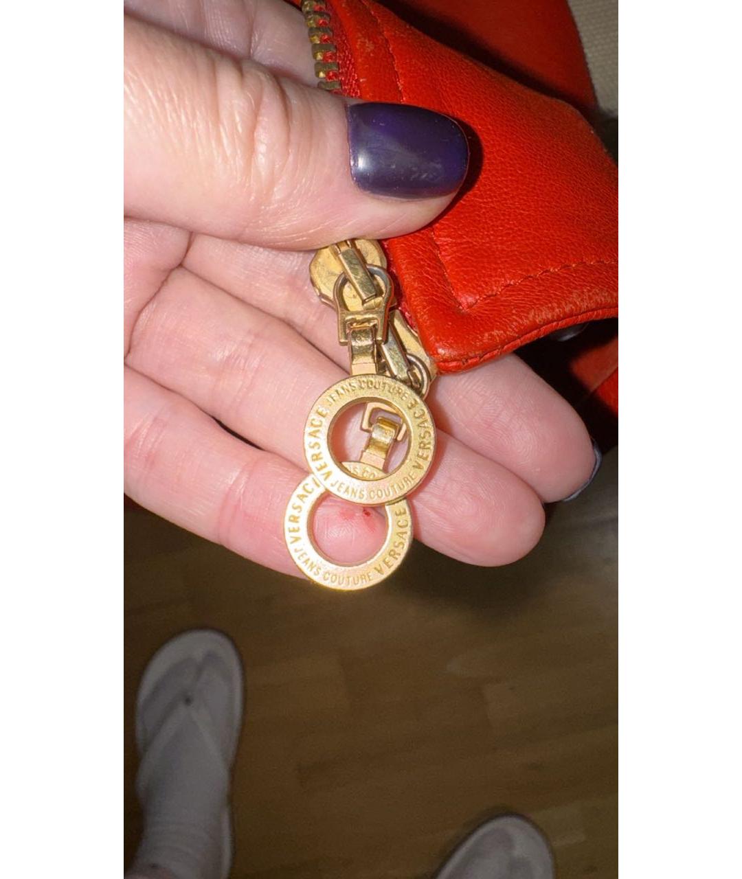 VERSACE JEANS COUTURE Оранжевая кожаная куртка, фото 7