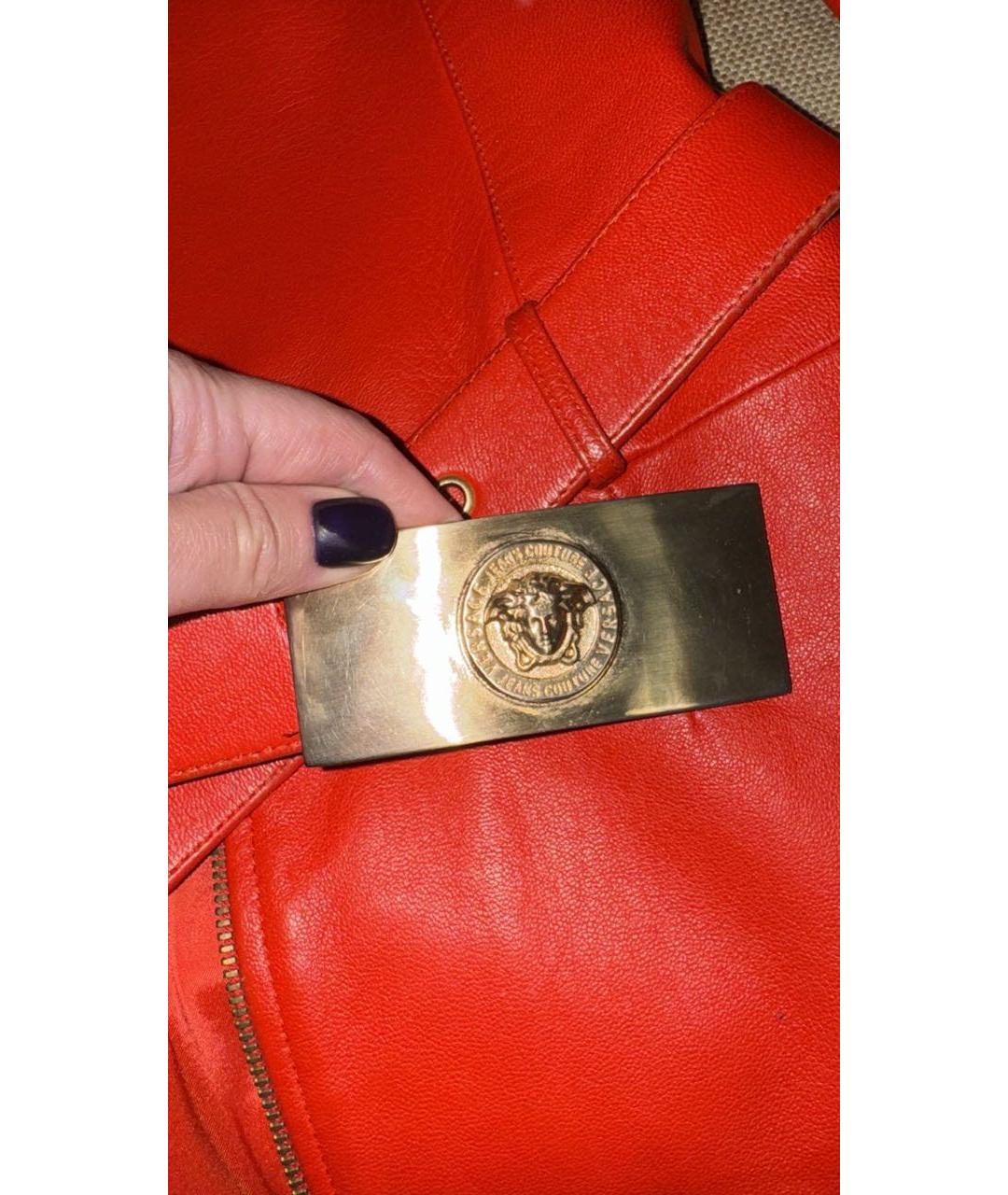 VERSACE JEANS COUTURE Оранжевая кожаная куртка, фото 4