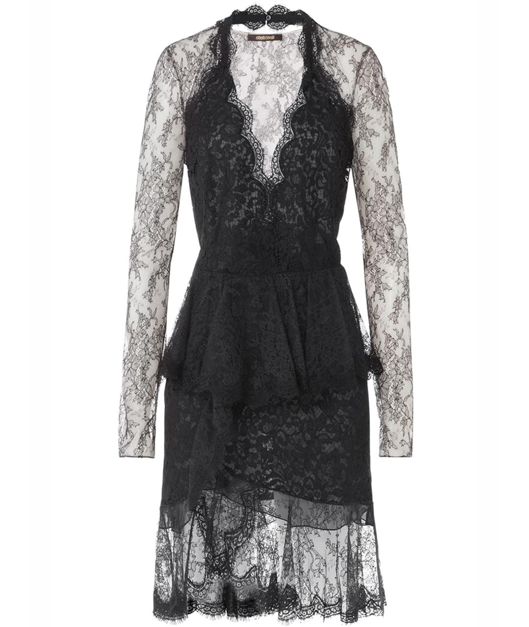 ROBERTO CAVALLI Черное шелковое вечернее платье, фото 1