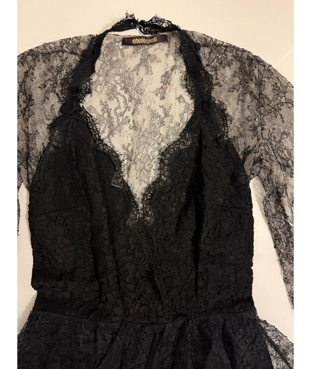 ROBERTO CAVALLI Черное шелковое вечернее платье, фото 4