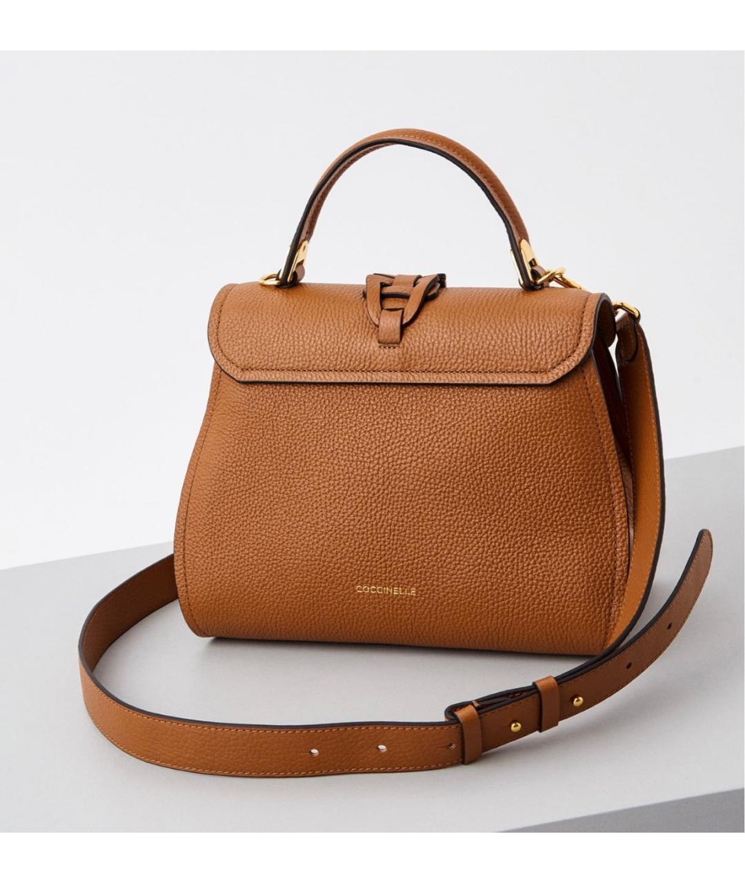COCCINELLE Коричневая кожаная сумка через плечо, фото 3
