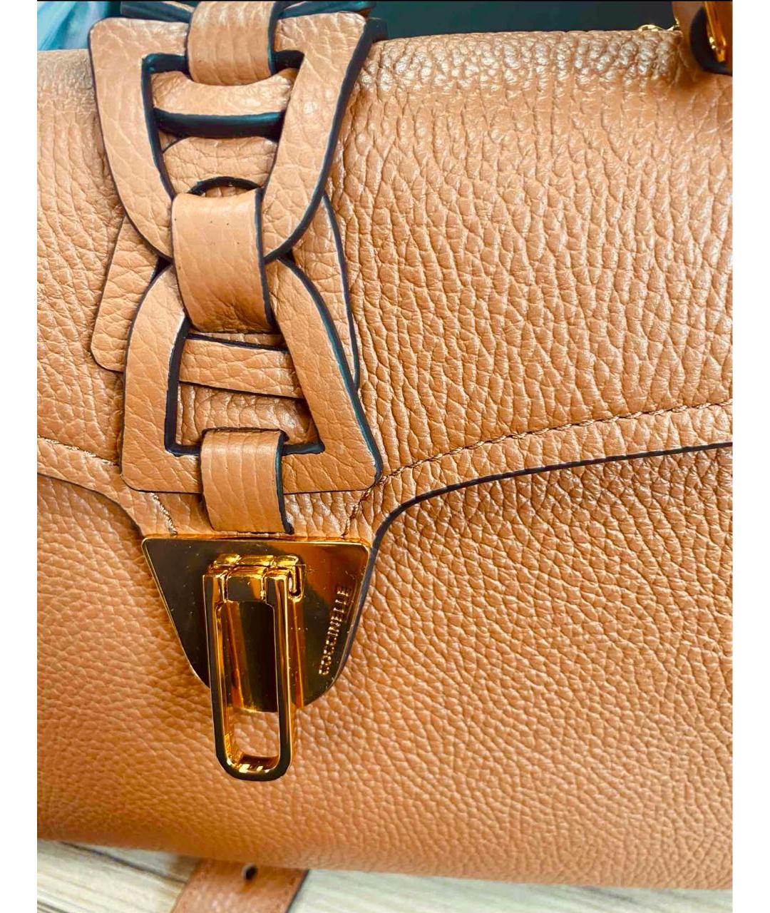 COCCINELLE Коричневая кожаная сумка через плечо, фото 7