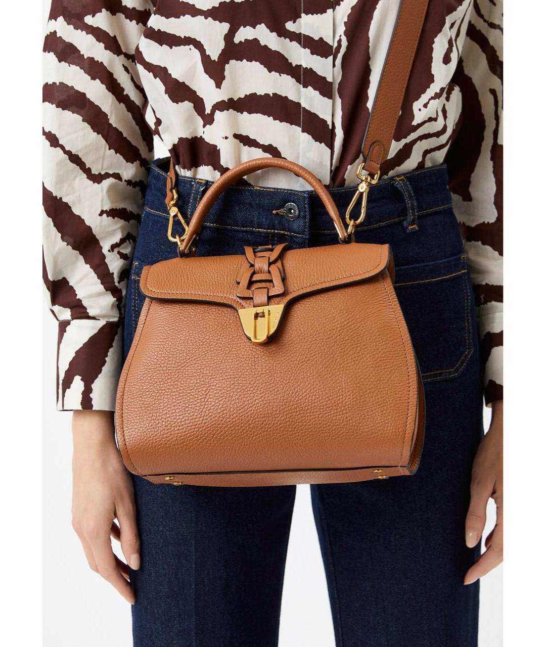 COCCINELLE Коричневая кожаная сумка через плечо, фото 5