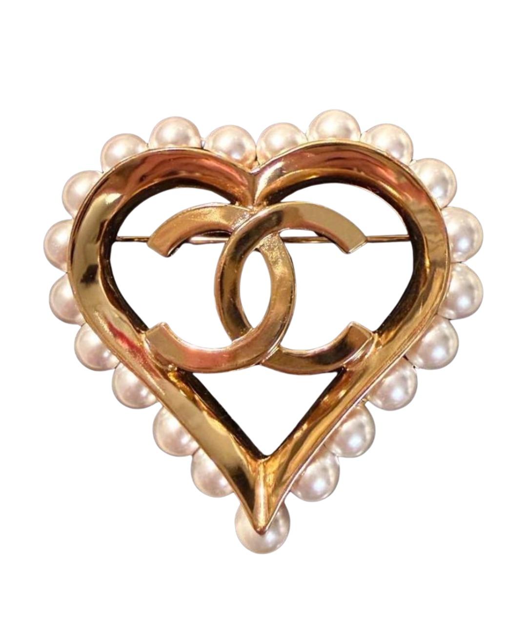 CHANEL Золотая металлическая брошь, фото 1