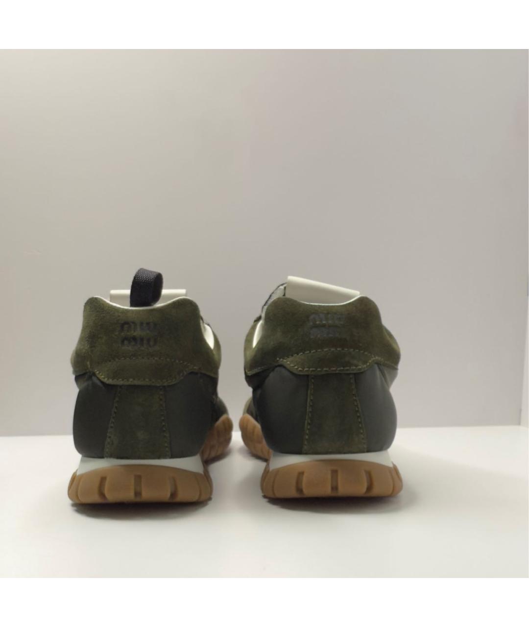 MIU MIU Зеленые текстильные кроссовки, фото 4
