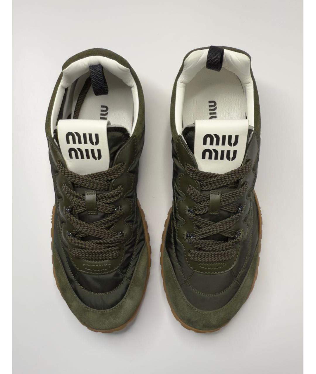 MIU MIU Зеленые текстильные кроссовки, фото 2