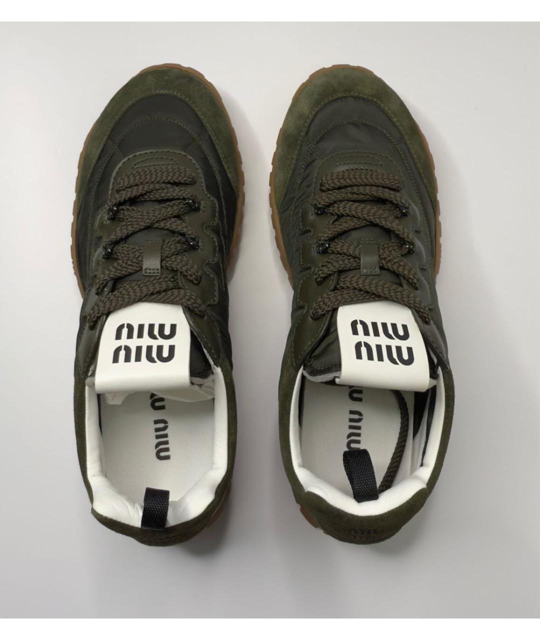 MIU MIU Зеленые текстильные кроссовки, фото 3