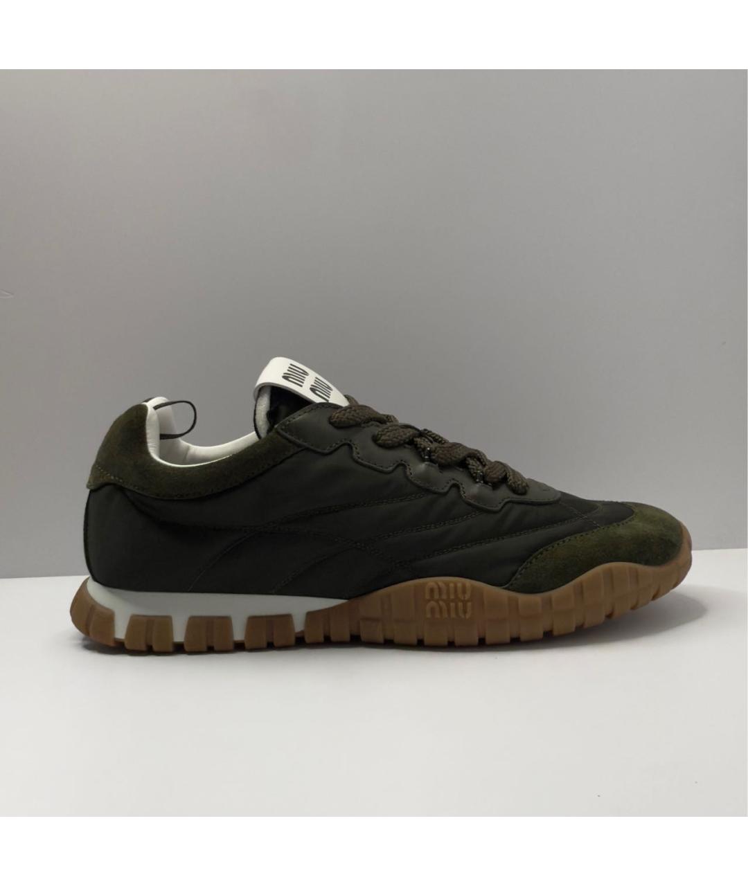 MIU MIU Зеленые текстильные кроссовки, фото 8