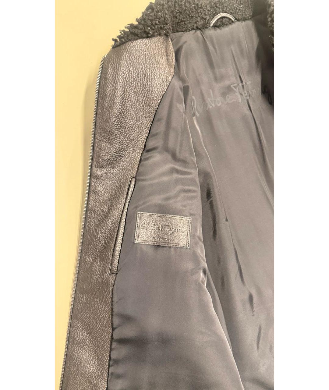 FERRAGAMO Черная кожаная дубленка/шуба, фото 6