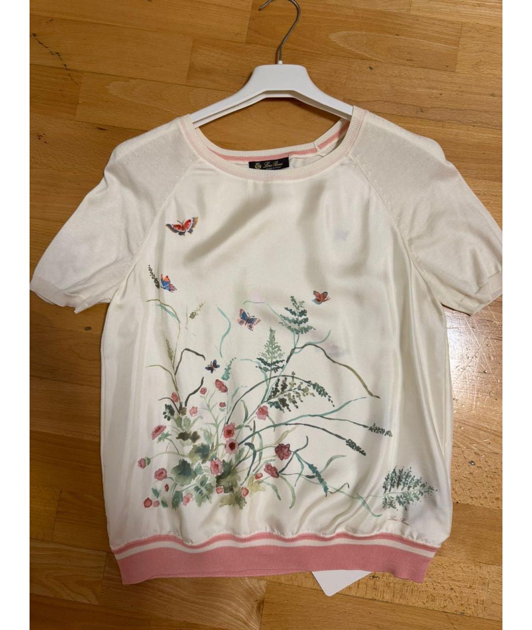 LORO PIANA Белая шелковая блузы, фото 4