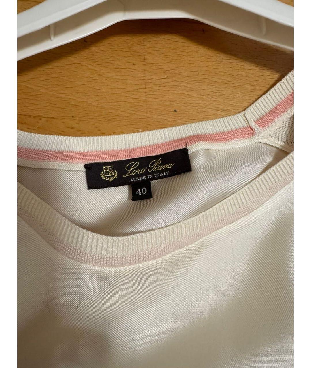 LORO PIANA Белая шелковая блузы, фото 3