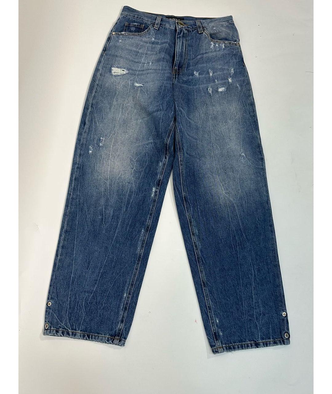 PINKO Синие хлопковые прямые джинсы, фото 8