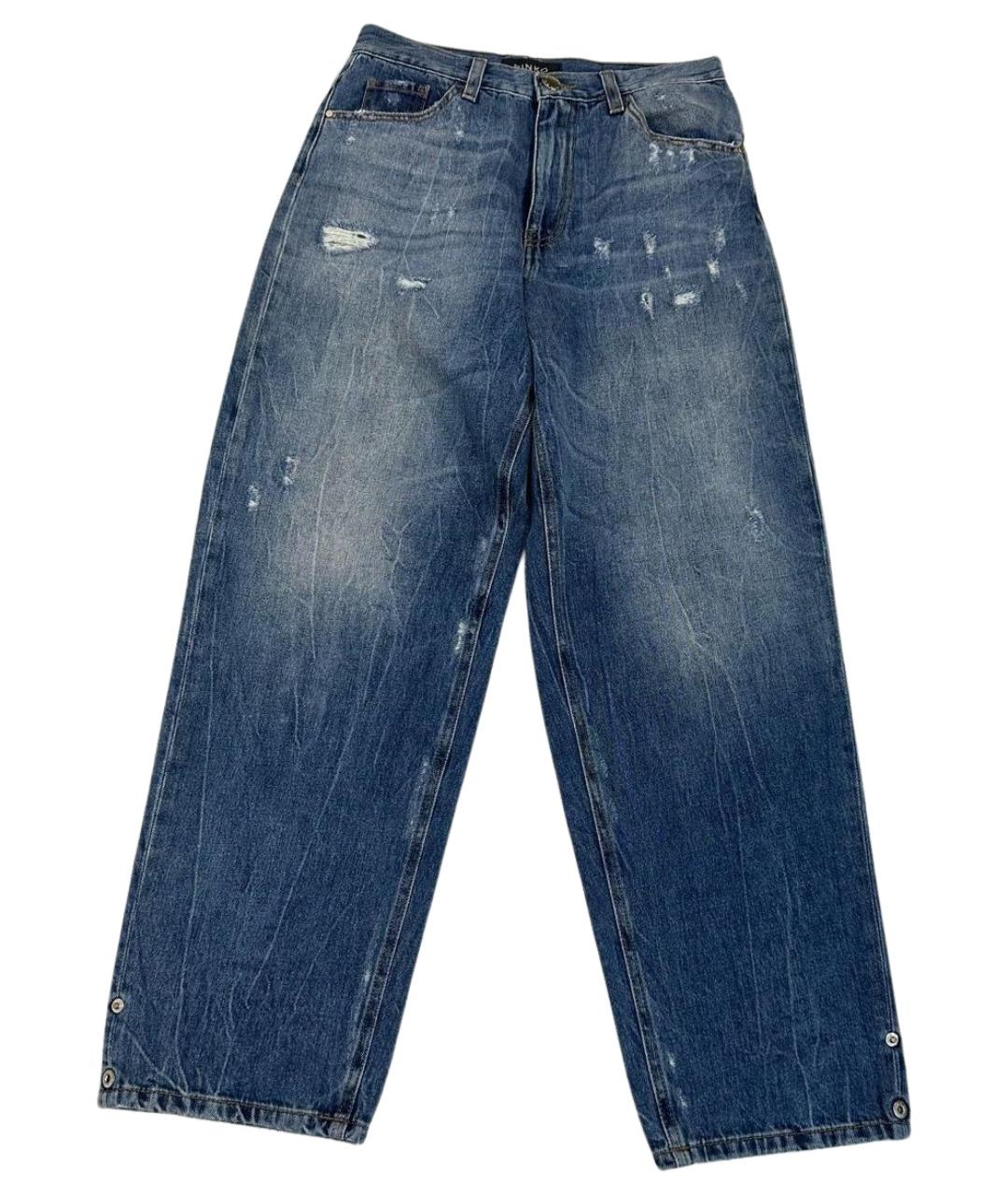 PINKO Синие хлопковые прямые джинсы, фото 1