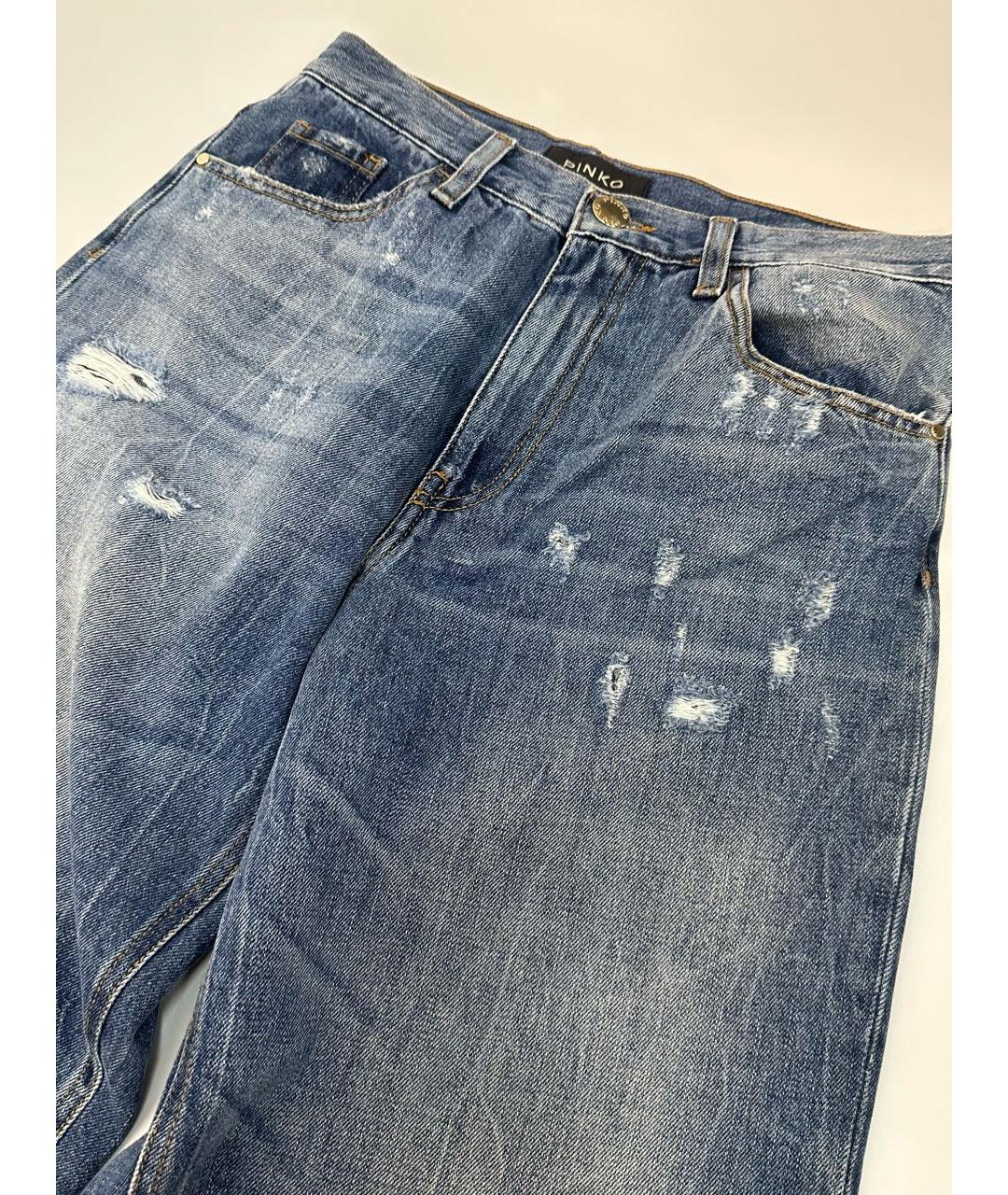 PINKO Синие хлопковые прямые джинсы, фото 2