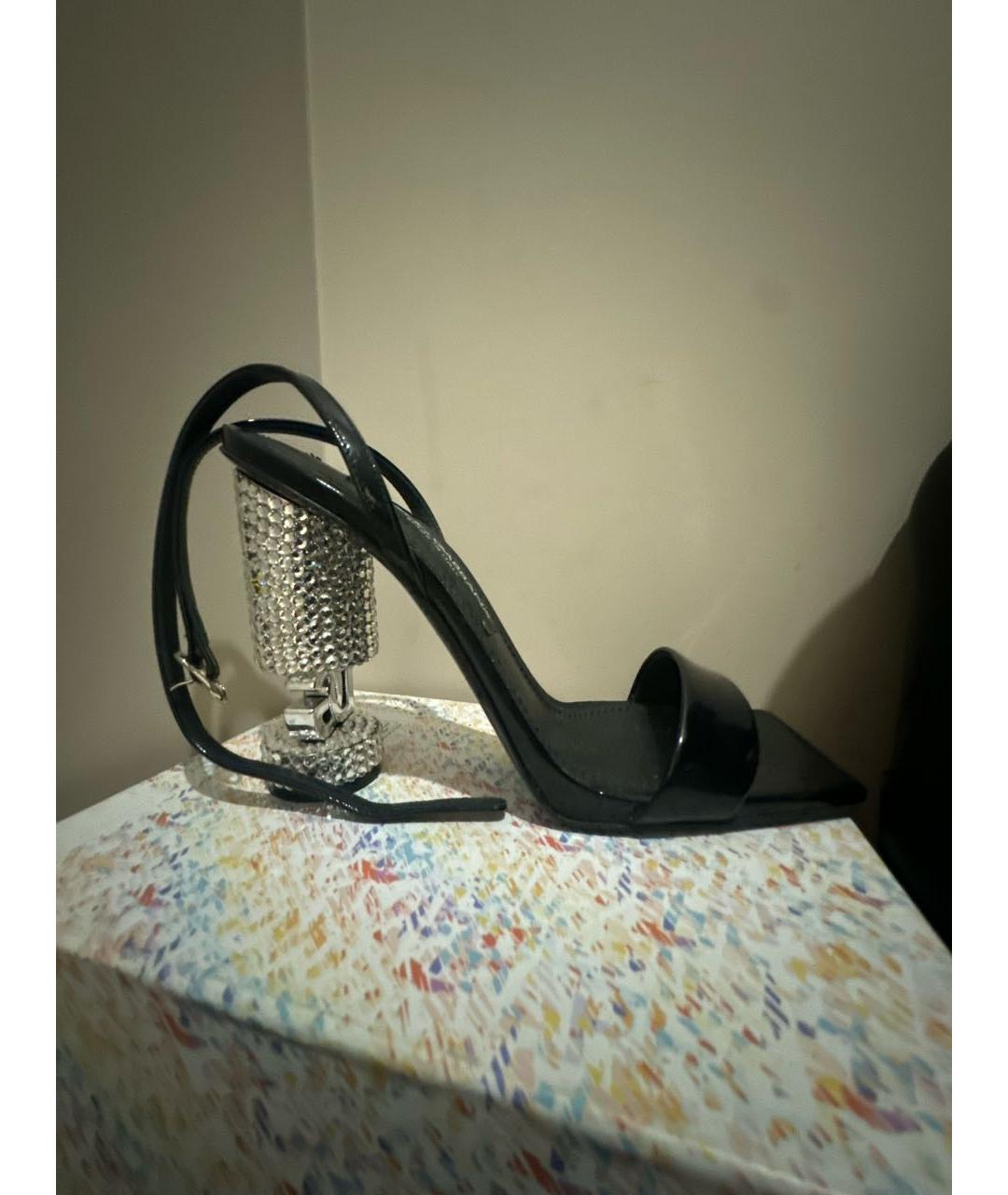 DOLCE&GABBANA Черные кожаные босоножки, фото 5