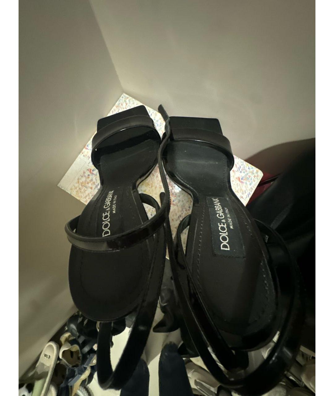 DOLCE&GABBANA Черные кожаные босоножки, фото 3