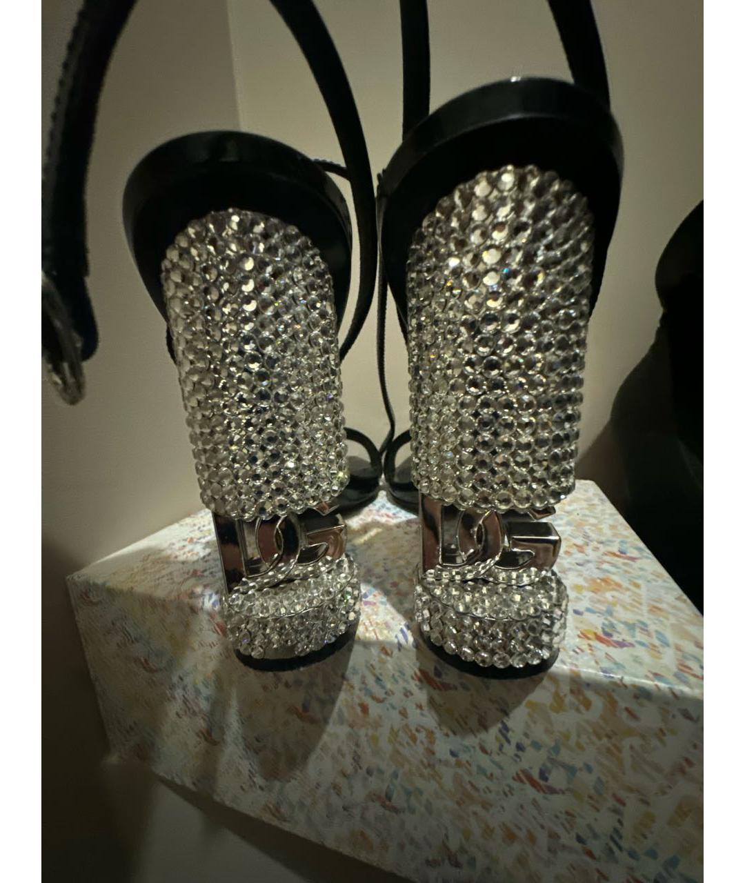 DOLCE&GABBANA Черные кожаные босоножки, фото 4