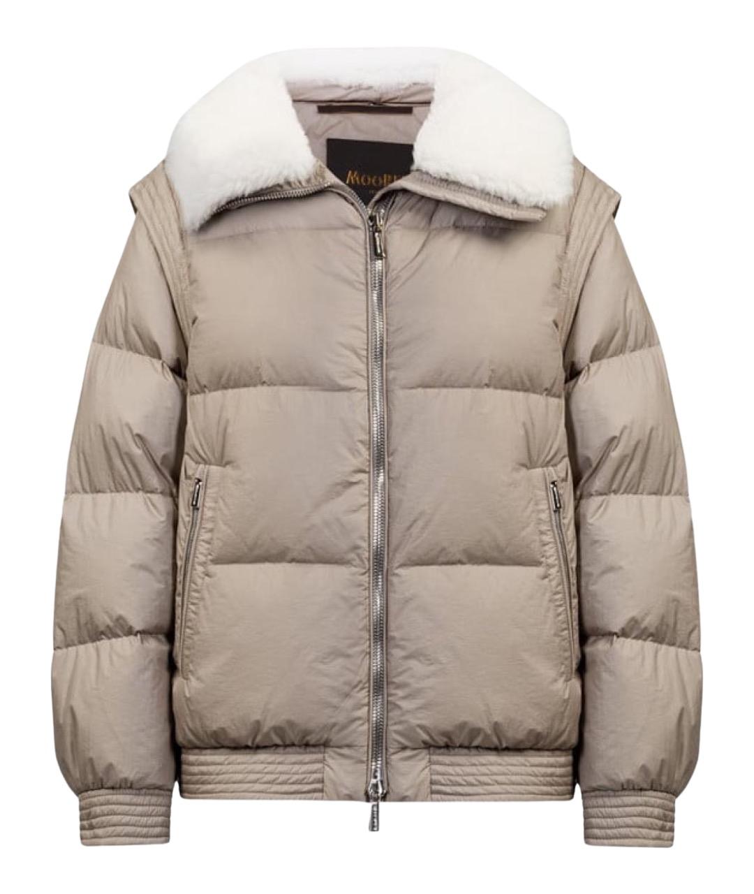 MOORER Бежевый полиамидовый пуховик, фото 1