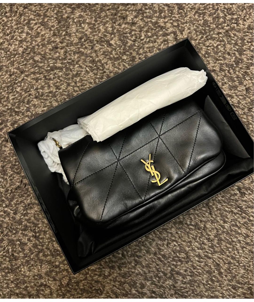 SAINT LAURENT Черная кожаная сумка через плечо, фото 5