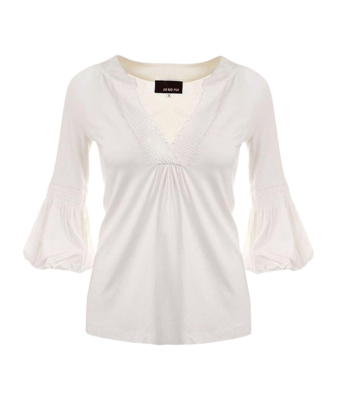 JO NO FUI Белая вискозная блузы, фото 1