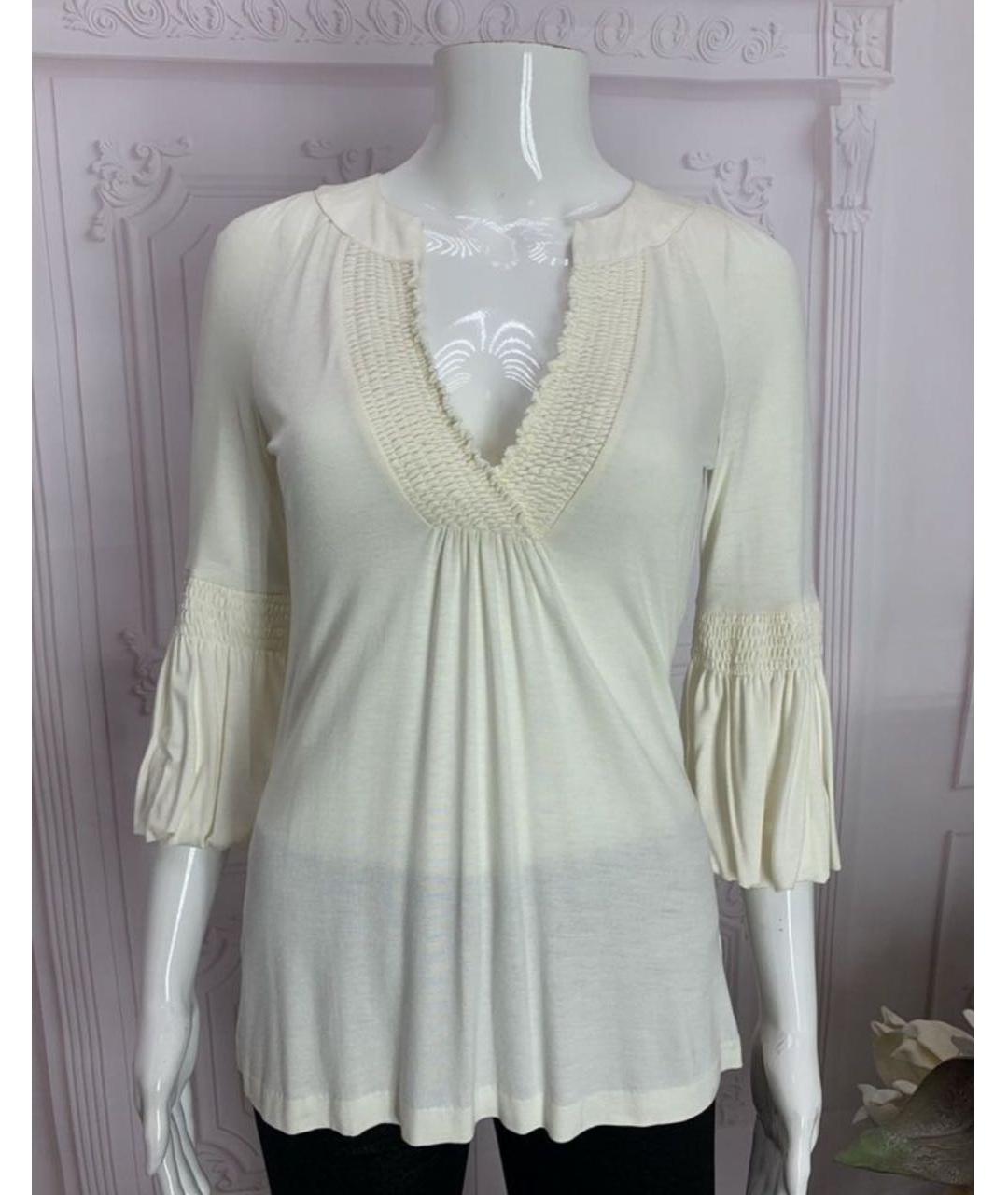 JO NO FUI Белая вискозная блузы, фото 4