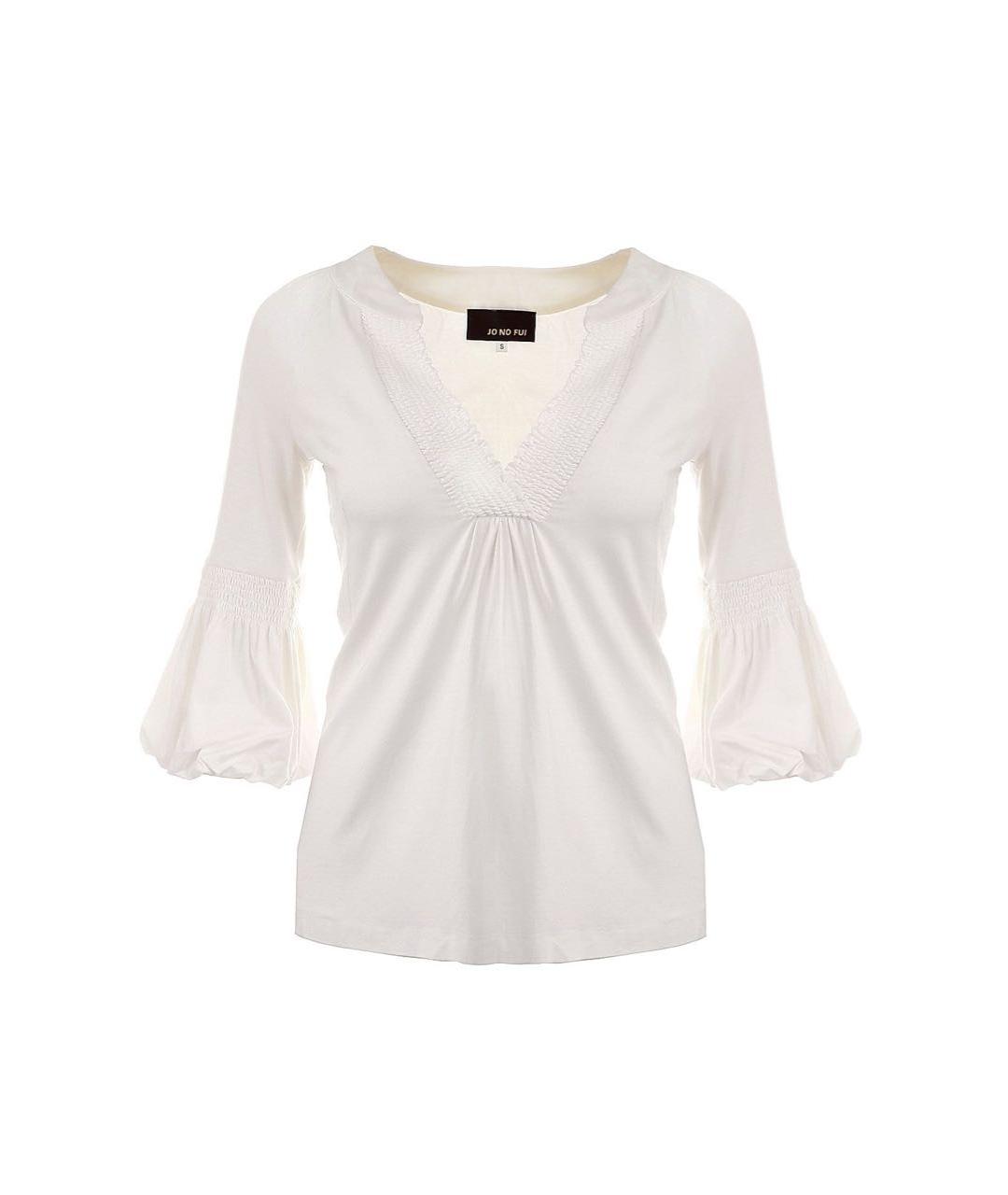 JO NO FUI Белая вискозная блузы, фото 7