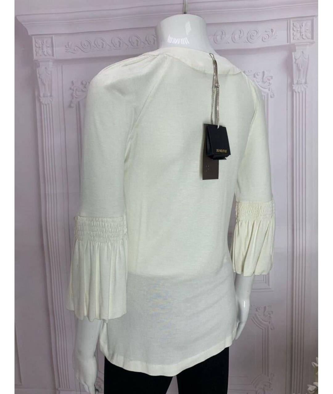 JO NO FUI Белая вискозная блузы, фото 2