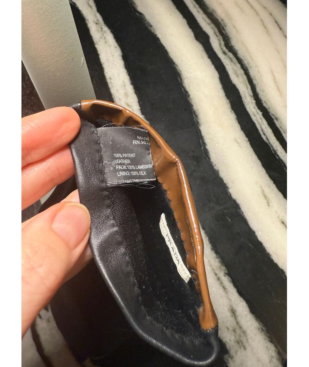 PRADA Коричневые кожаные перчатки, фото 5