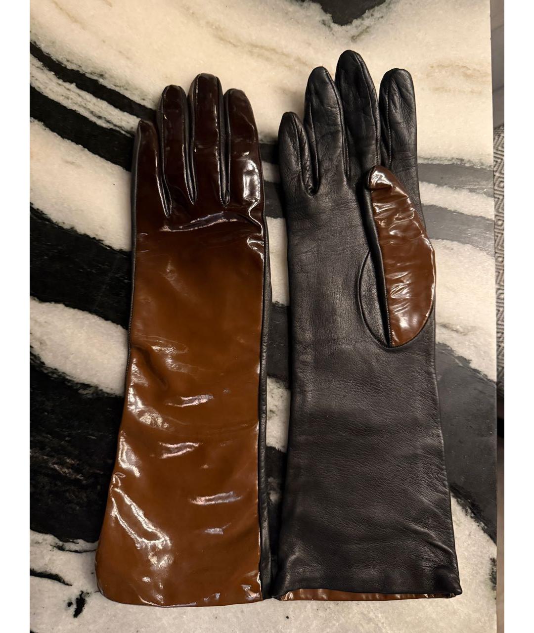 PRADA Коричневые кожаные перчатки, фото 2