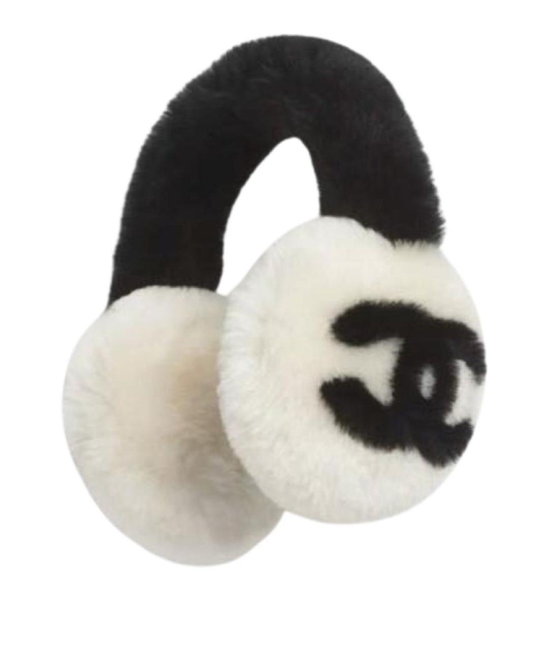 CHANEL Белые шерстяные наушники, фото 1