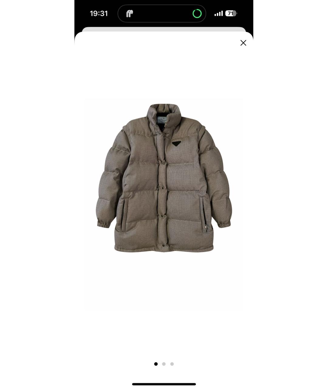 PRADA Коричневый шерстяной пуховик, фото 5