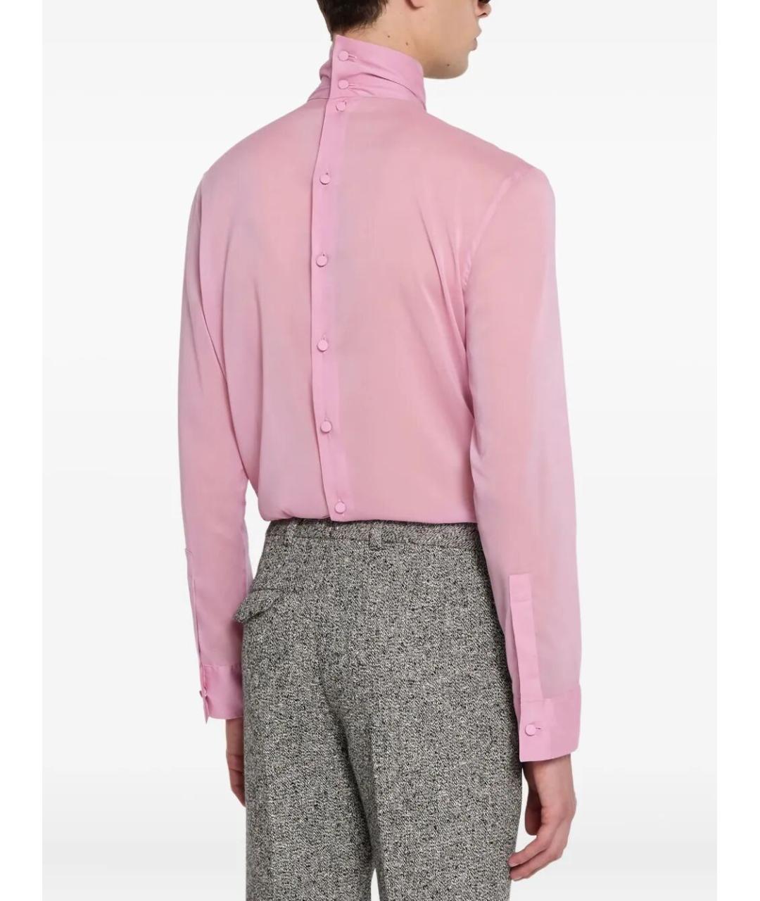 GUCCI Розовая шелковая кэжуал рубашка, фото 4