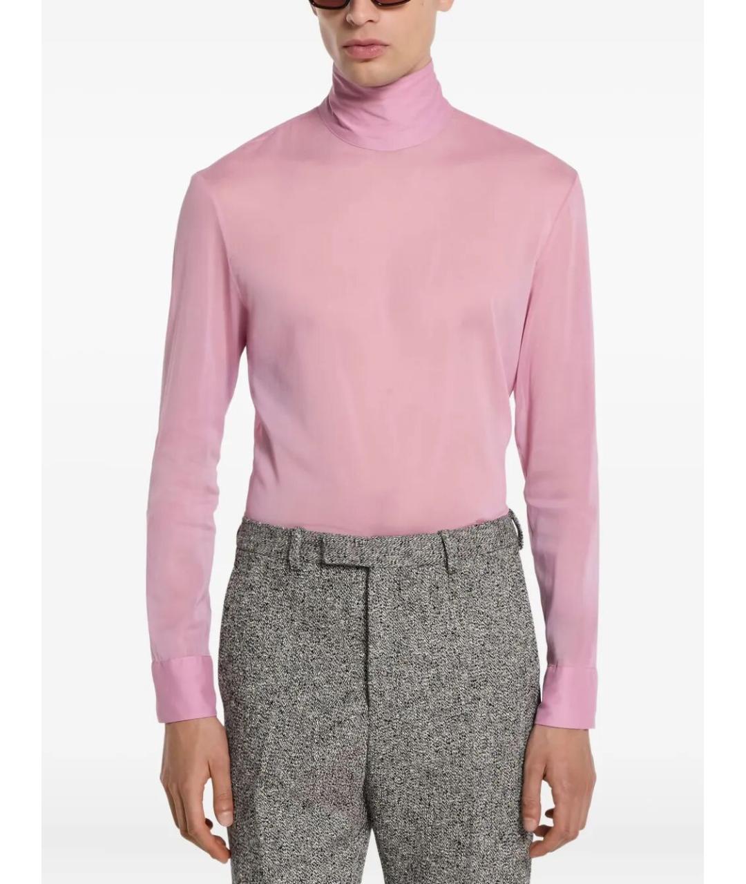 GUCCI Розовая шелковая кэжуал рубашка, фото 2