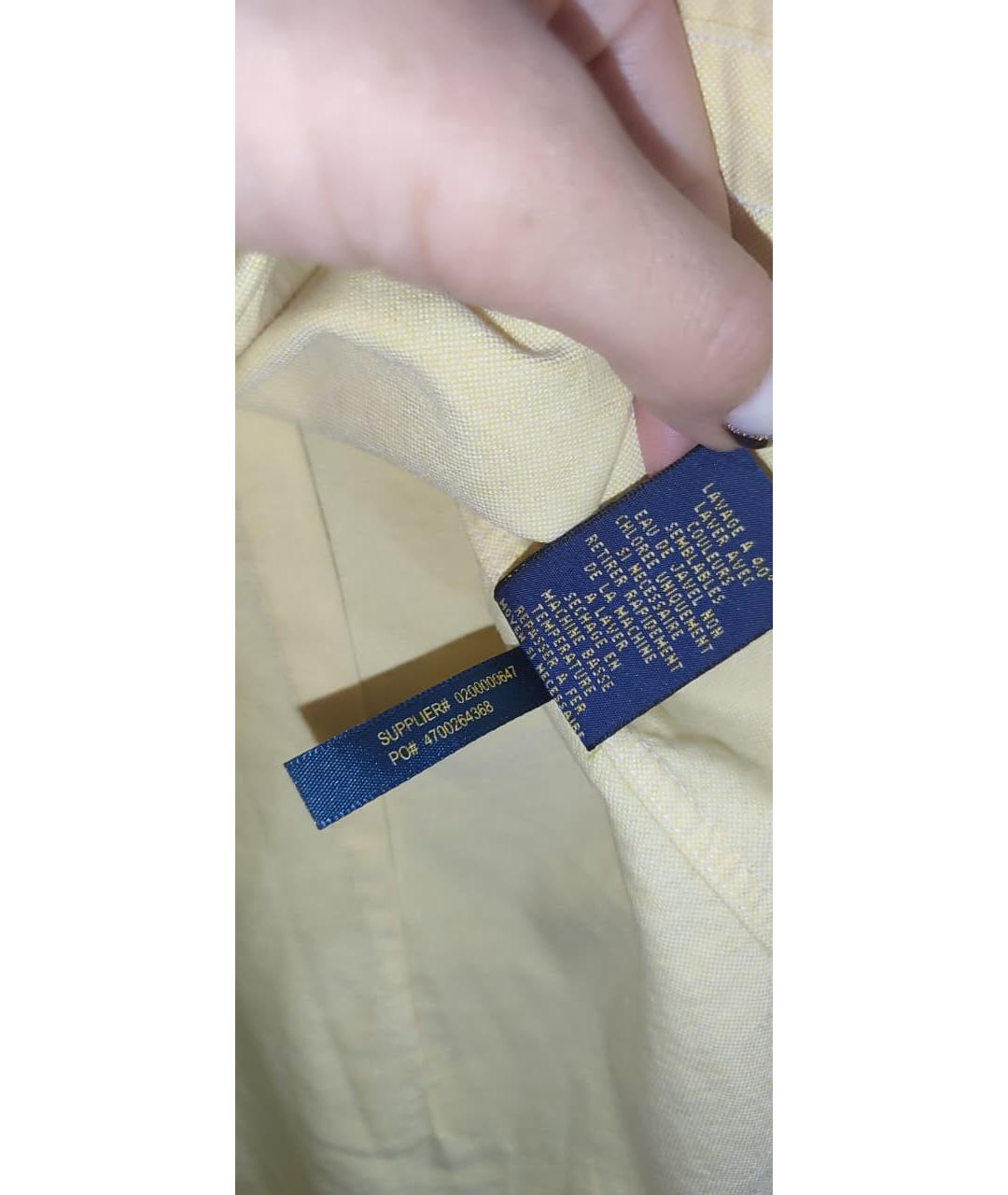 RALPH LAUREN Желтое хлопковое поло с коротким рукавом, фото 4