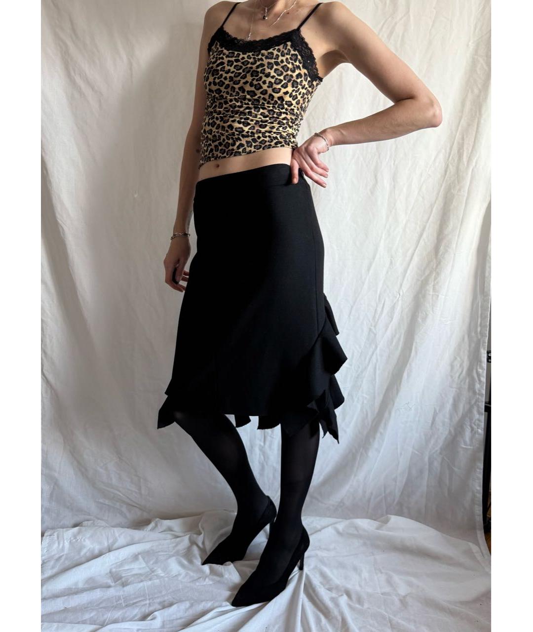 MOSCHINO Черная шерстяная юбка миди, фото 5