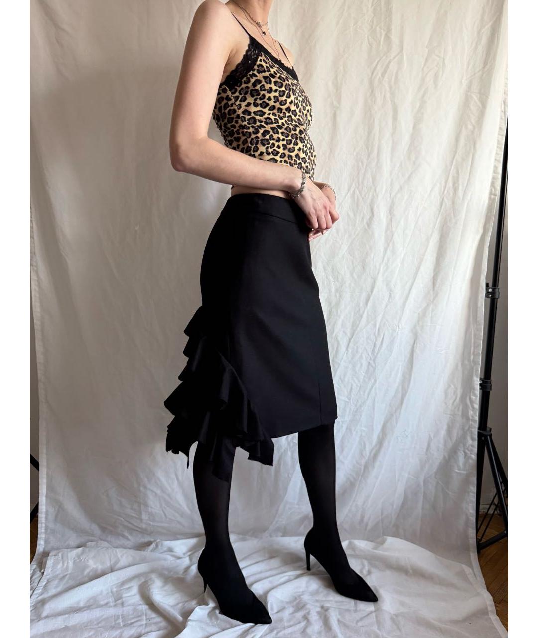 MOSCHINO Черная шерстяная юбка миди, фото 3