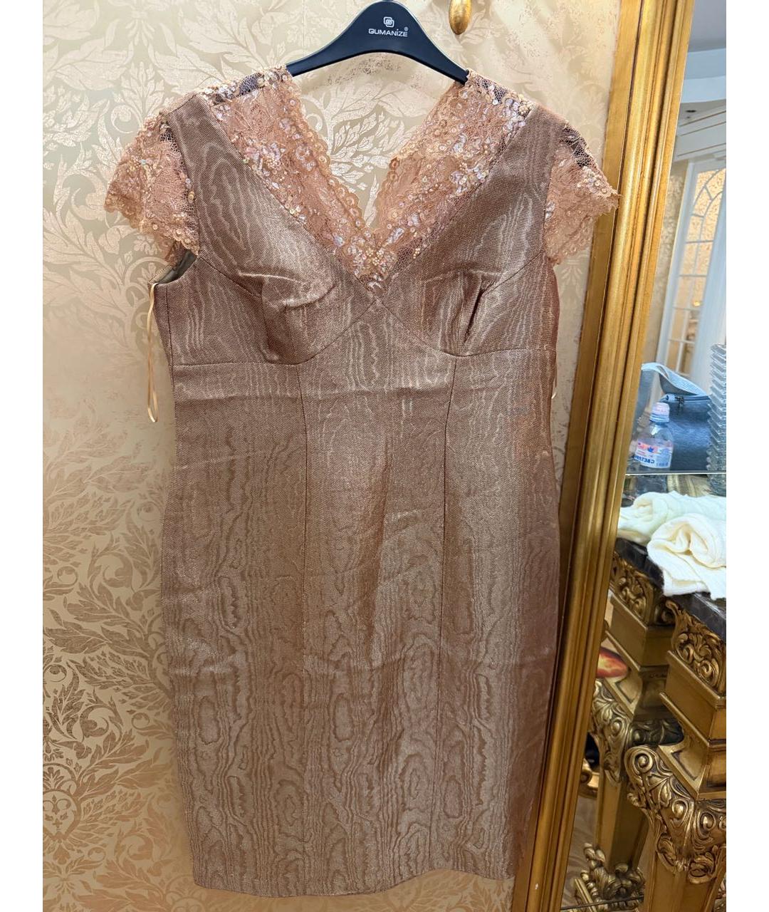 ESCADA Золотое вискозное коктейльное платье, фото 4