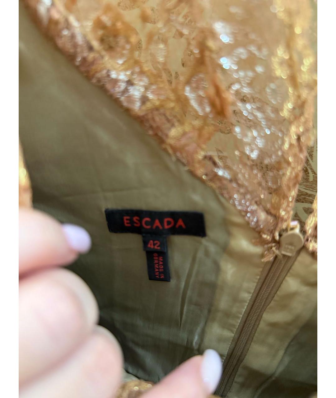 ESCADA Золотое вискозное коктейльное платье, фото 2
