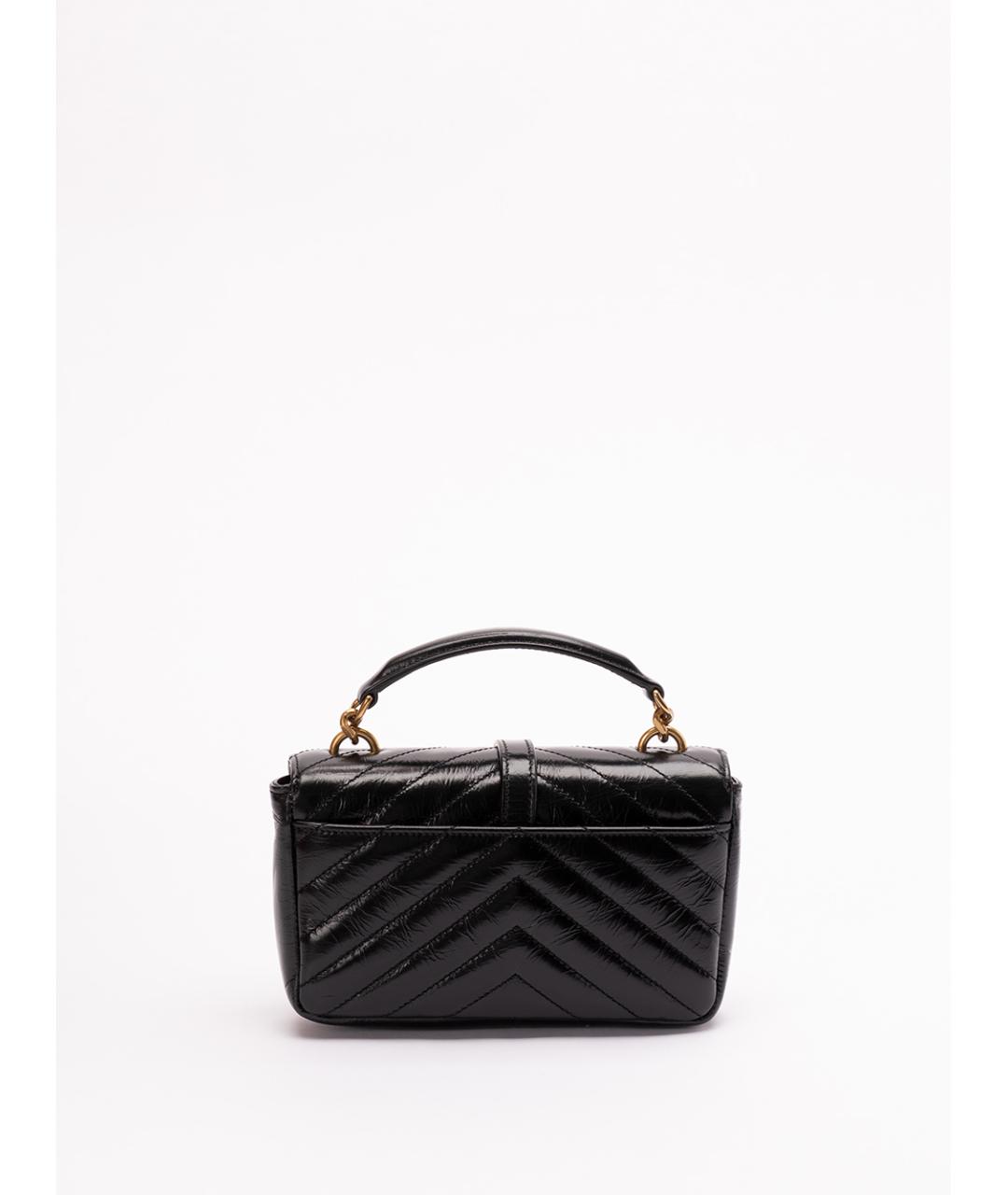 SAINT LAURENT Черная кожаная сумка с короткими ручками, фото 2