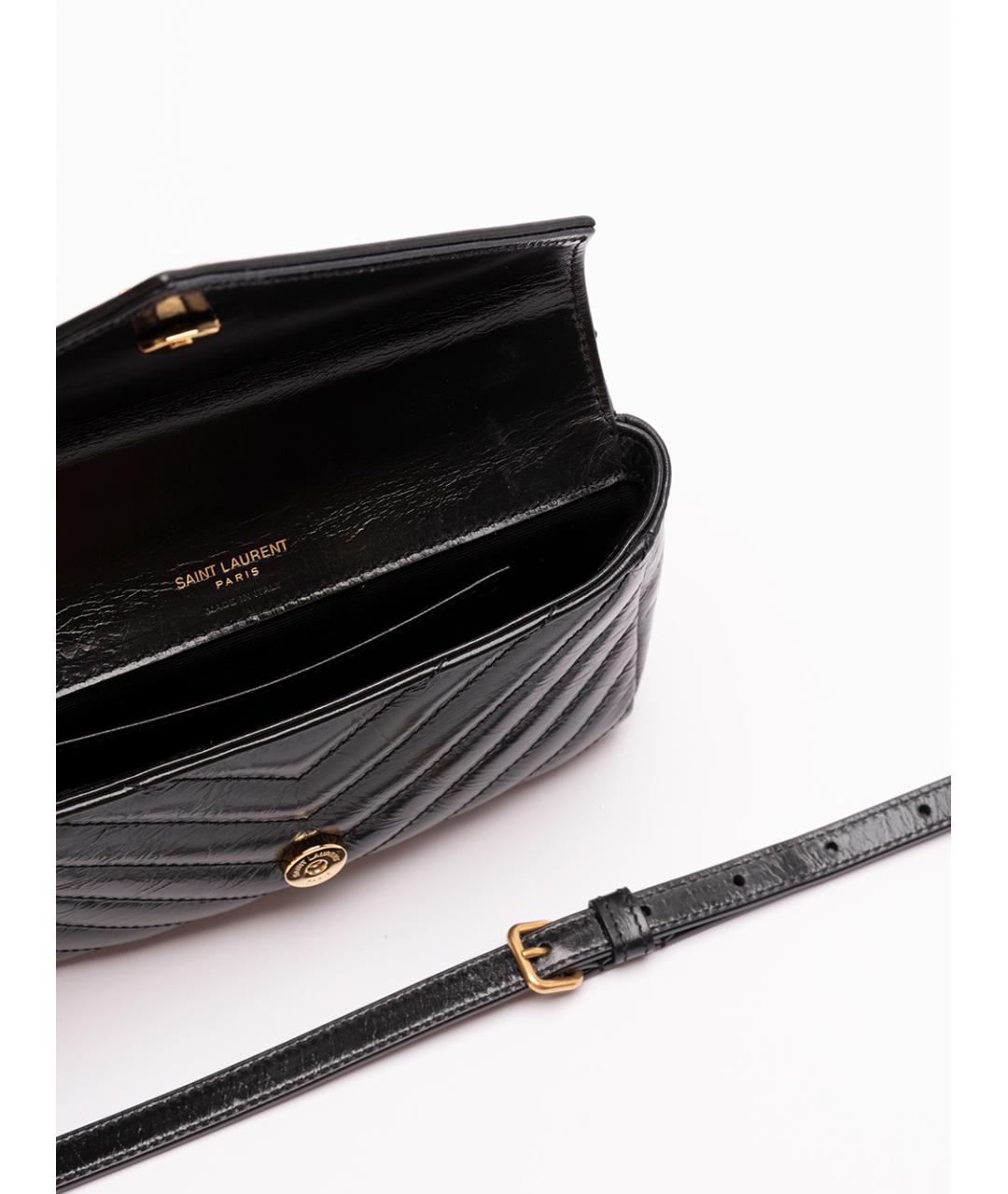 SAINT LAURENT Черная кожаная сумка с короткими ручками, фото 5