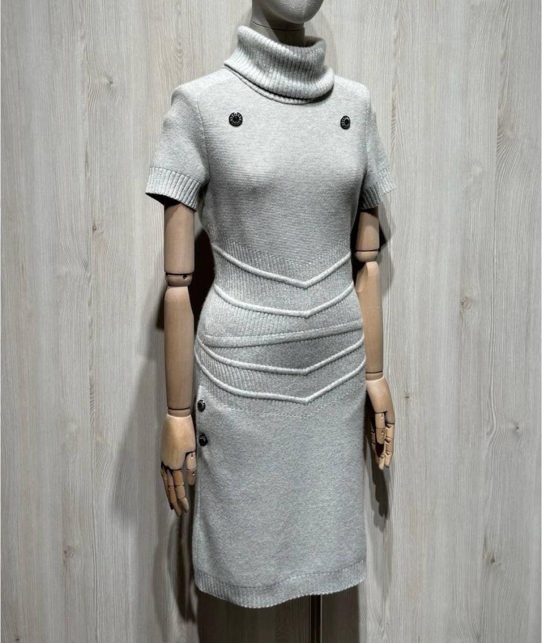 CHANEL Серое кашемировое повседневное платье, фото 2