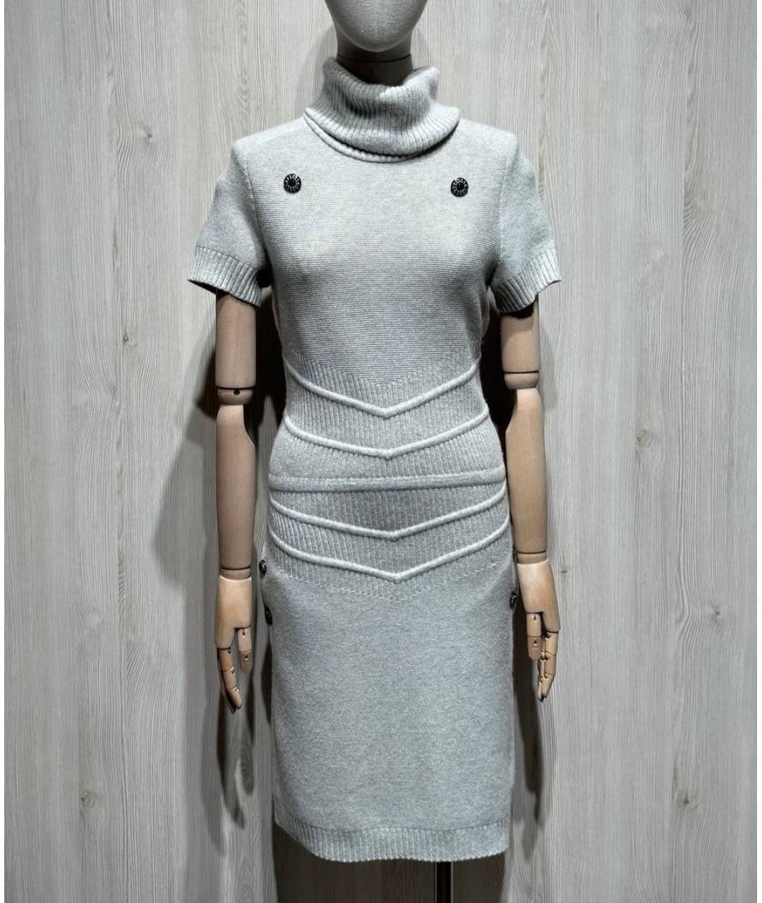 CHANEL Серое кашемировое повседневное платье, фото 7