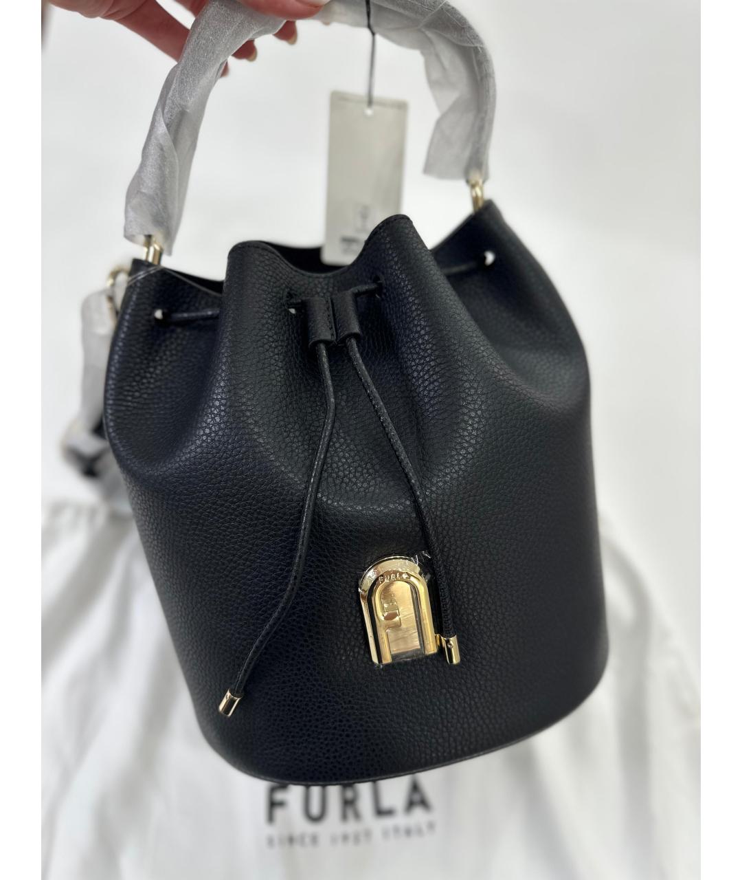 FURLA Черная кожаная сумка через плечо, фото 2