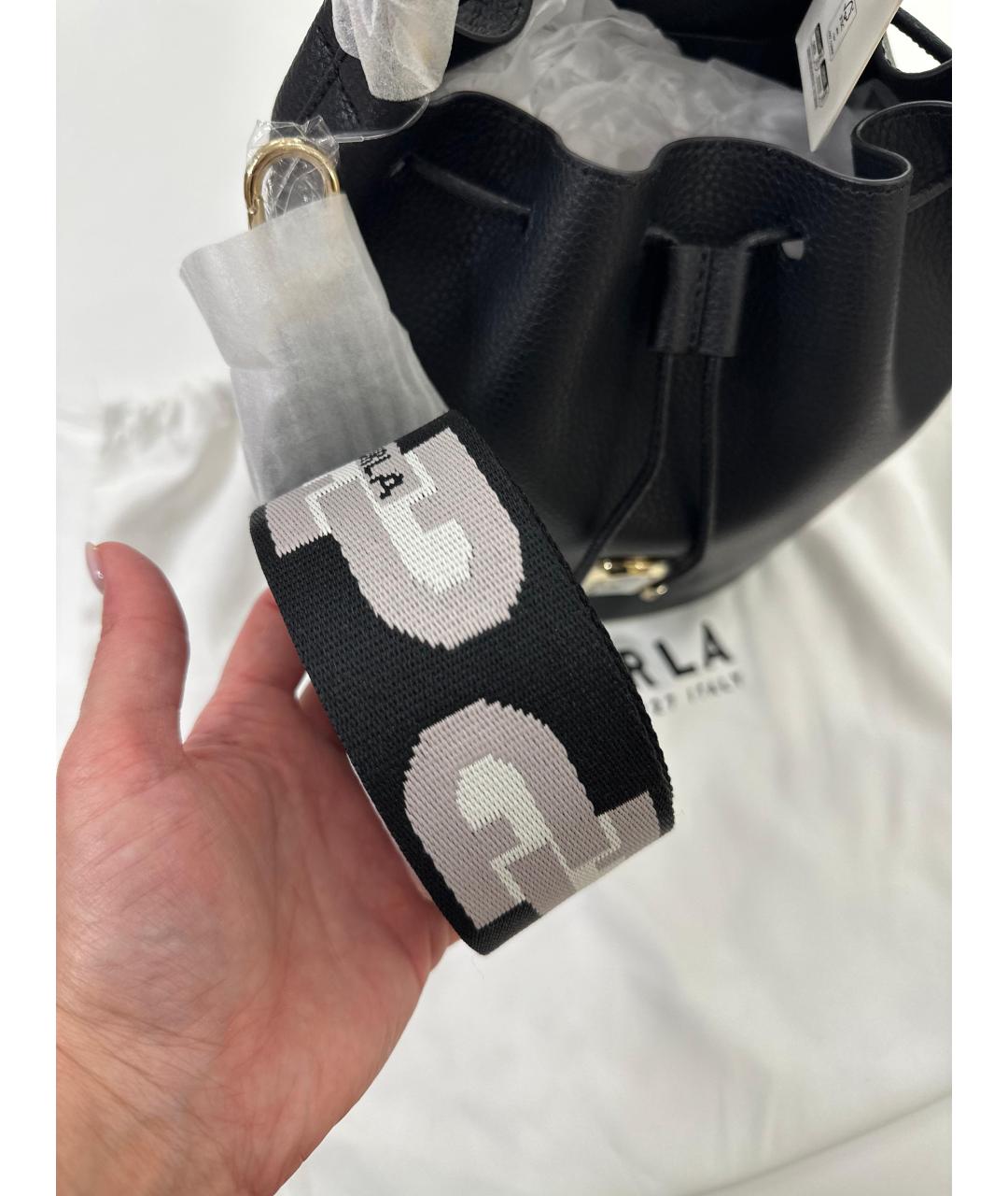 FURLA Черная кожаная сумка через плечо, фото 5