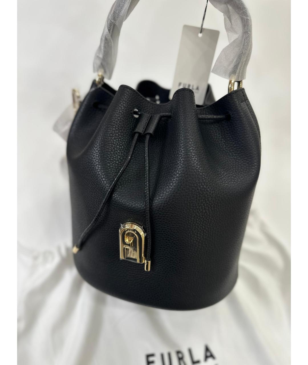 FURLA Черная кожаная сумка через плечо, фото 3